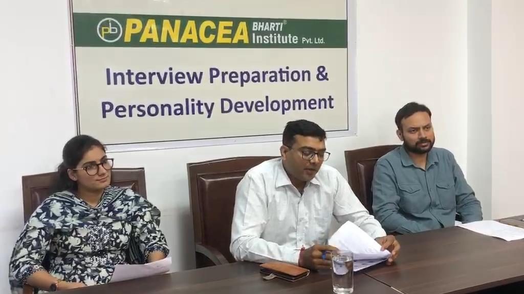 An interview preparation and personality development session in progress at Panacea Bharti Institute